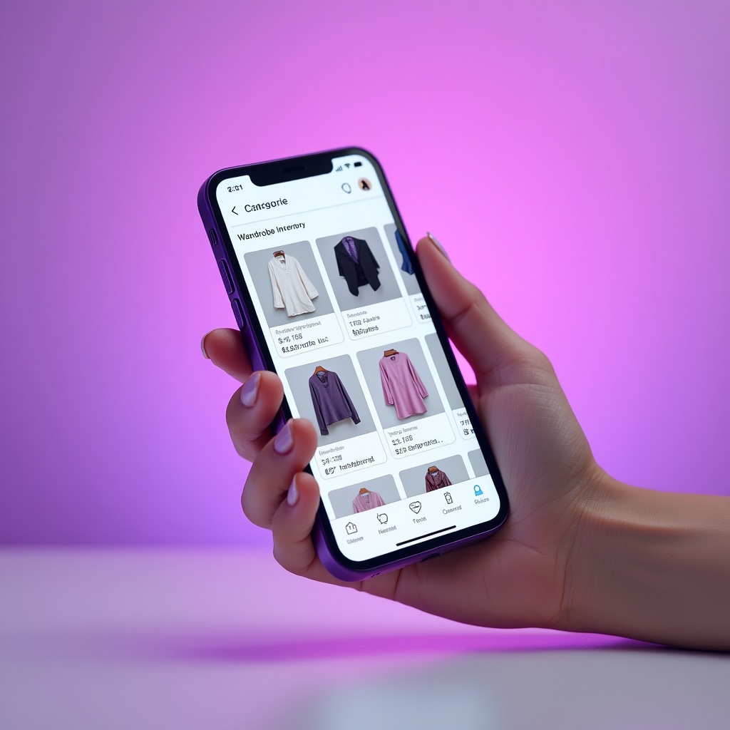Schermata dell'app di inventario digitale del guardaroba